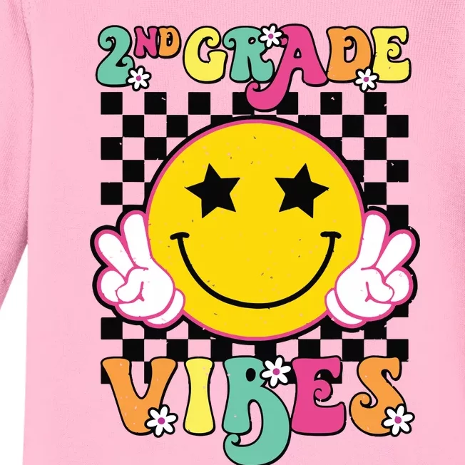 Girl 2nd Grade Vibes Smile Face Back To School Second Grade Baby Long Sleeve Bodysuit