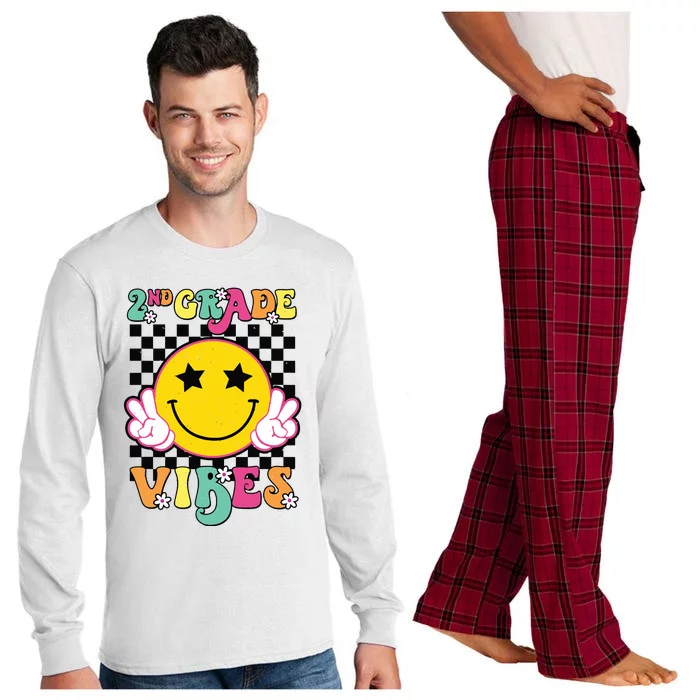 Girl 2nd Grade Vibes Smile Face Back To School Second Grade Long Sleeve Pajama Set