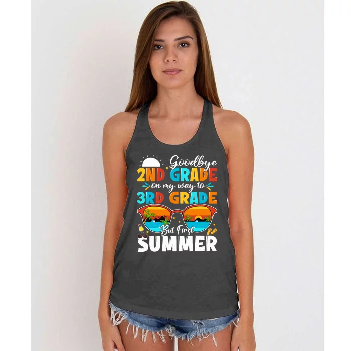 Goodbye 2nd Grade Graduation To 3rd Grade Hello Summer Women's Knotted Racerback Tank