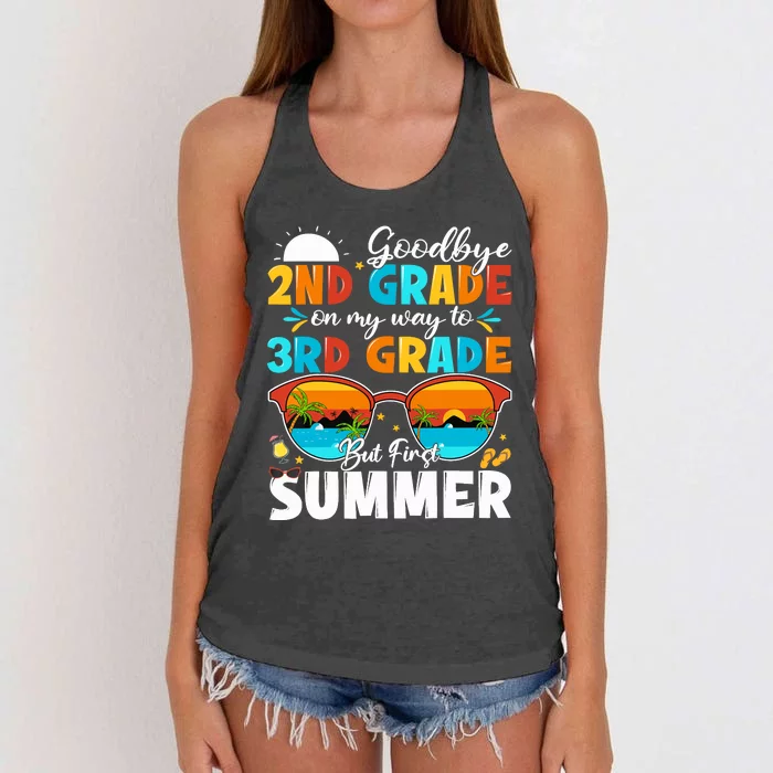 Goodbye 2nd Grade Graduation To 3rd Grade Hello Summer Women's Knotted Racerback Tank