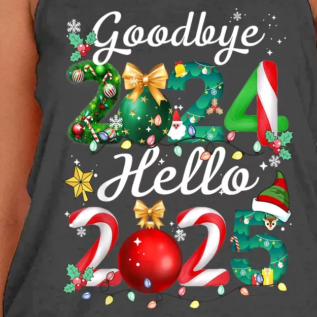 Goodbye 2024 Hello 2025 Merry Christmas Happy New Year 2025 Gift Women's Knotted Racerback Tank