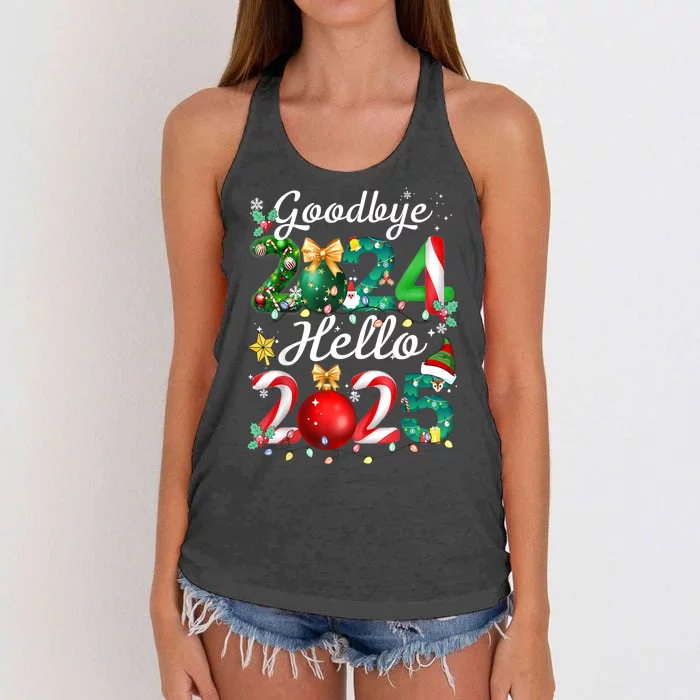 Goodbye 2024 Hello 2025 Merry Christmas Happy New Year 2025 Gift Women's Knotted Racerback Tank