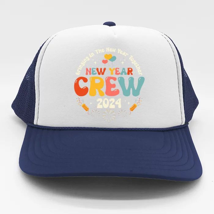 Groovy 2024 New Year's Crew Family Couple Friends Matching Trucker Hat