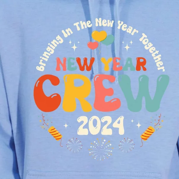 Groovy 2024 New Year's Crew Family Couple Friends Matching Unisex Surf Hoodie