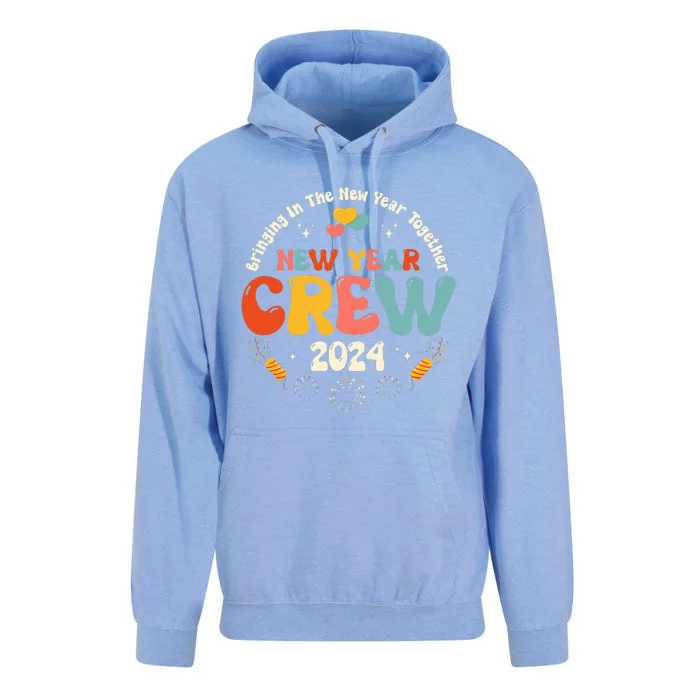 Groovy 2024 New Year's Crew Family Couple Friends Matching Unisex Surf Hoodie