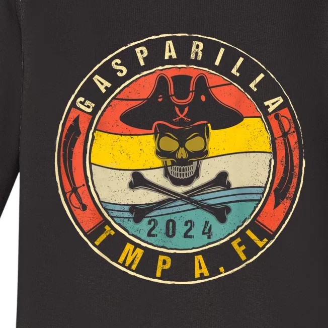 Gasparilla 2024 Pirate Festival Skull Ship Gasparilla Establ Baby Long Sleeve Bodysuit