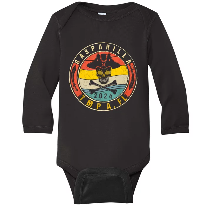 Gasparilla 2024 Pirate Festival Skull Ship Gasparilla Establ Baby Long Sleeve Bodysuit