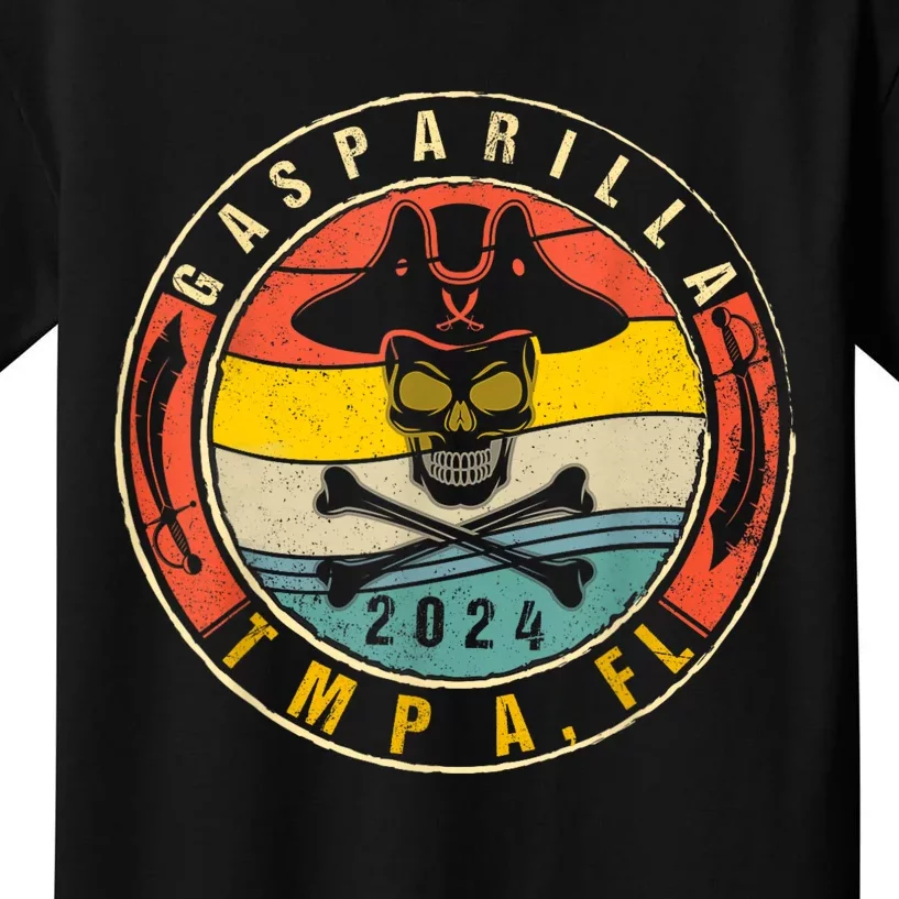 Gasparilla 2024 Pirate Festival Skull Ship Gasparilla Establ Kids T-Shirt