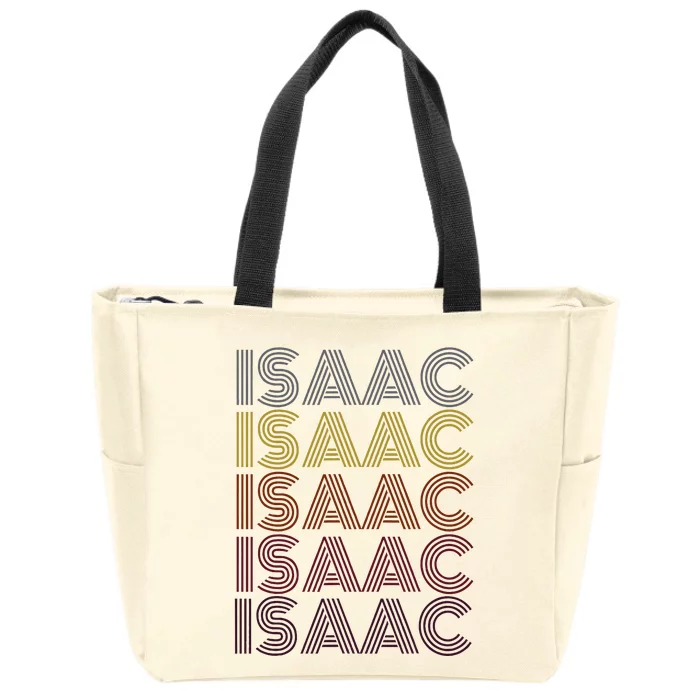 Graphic 365 First Name Isaac Retro Pattern Zip Tote Bag