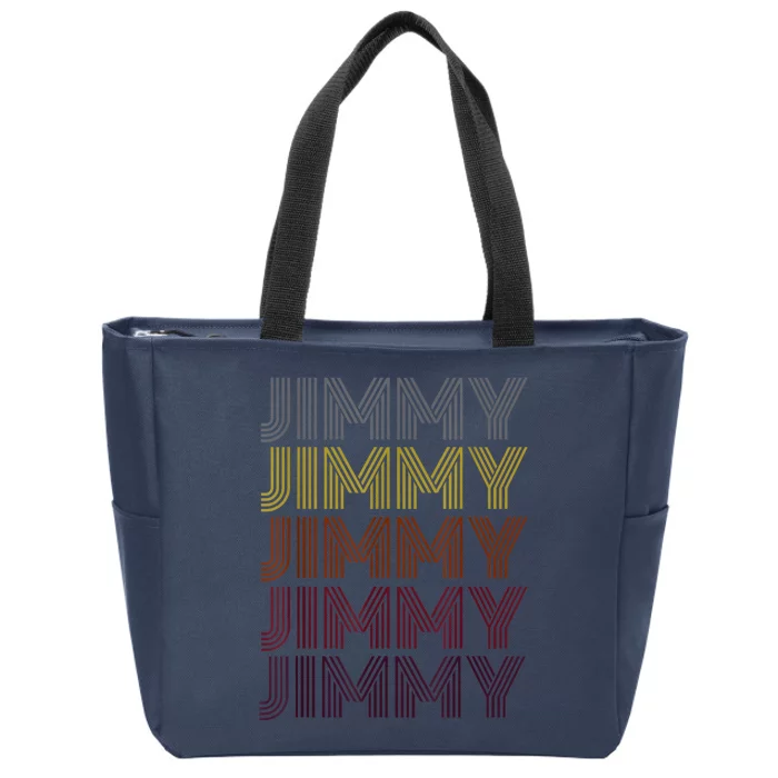 Graphic 365 First Name Jimmy Retro Pattern Vintage Style Zip Tote Bag