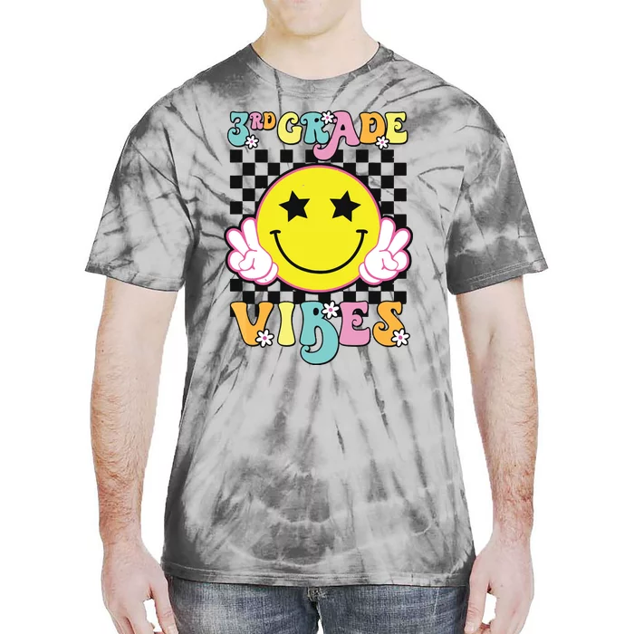 Girl 3rd Grade Vibes Smile Face Back To School Third Grade Tie-Dye T-Shirt