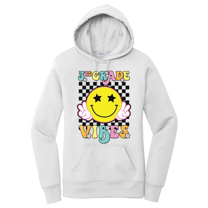 Girl 3rd Grade Vibes Smile Face Back To School Third Grade Women's Pullover Hoodie