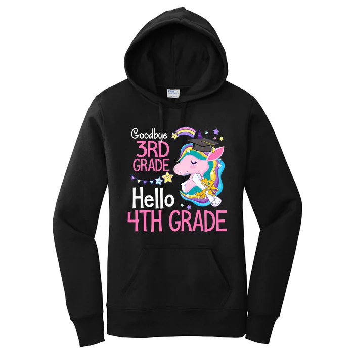 Goodbye 3rd Grade Hello 4th Grade Cute Unicorn Girl Women's Pullover Hoodie