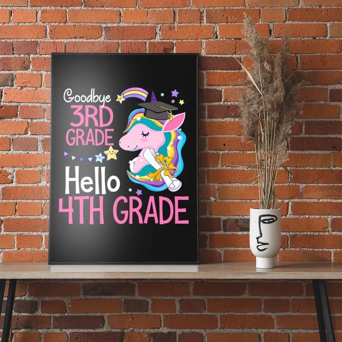 Goodbye 3rd Grade Hello 4th Grade Cute Unicorn Girl Poster