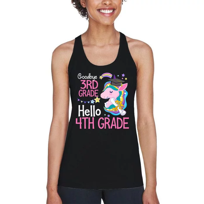 Goodbye 3rd Grade Hello 4th Grade Cute Unicorn Girl Women's Racerback Tank