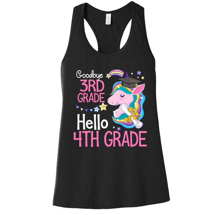 Goodbye 3rd Grade Hello 4th Grade Cute Unicorn Girl Women's Racerback Tank