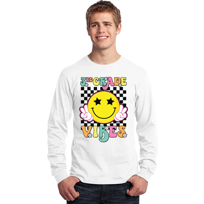 Girl 3rd Grade Vibes Smile Face Back To School Third Grade Long Sleeve Shirt