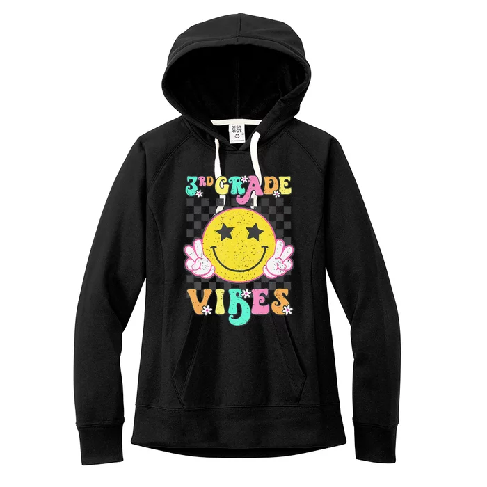 Girl 3rd Grade Vibes Smile Face Back To School Third Grade Gift Women's Fleece Hoodie