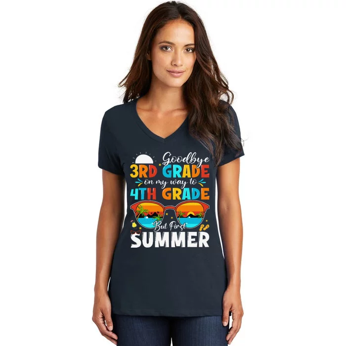 Goodbye 3rd Grade Graduation To 4th Grade Hello Summer Women's V-Neck T-Shirt