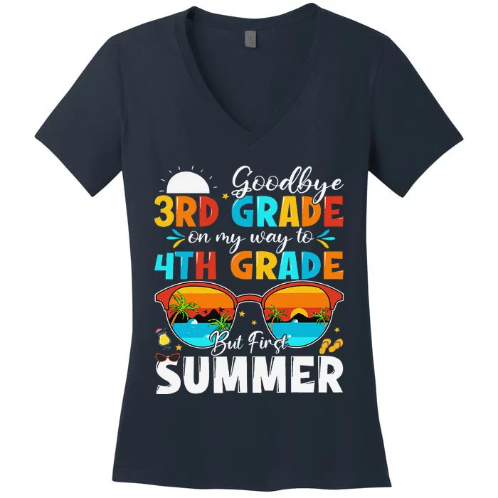 Goodbye 3rd Grade Graduation To 4th Grade Hello Summer Women's V-Neck T-Shirt