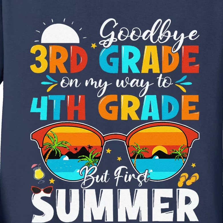 Goodbye 3rd Grade Graduation To 4th Grade Hello Summer Kids Long Sleeve Shirt