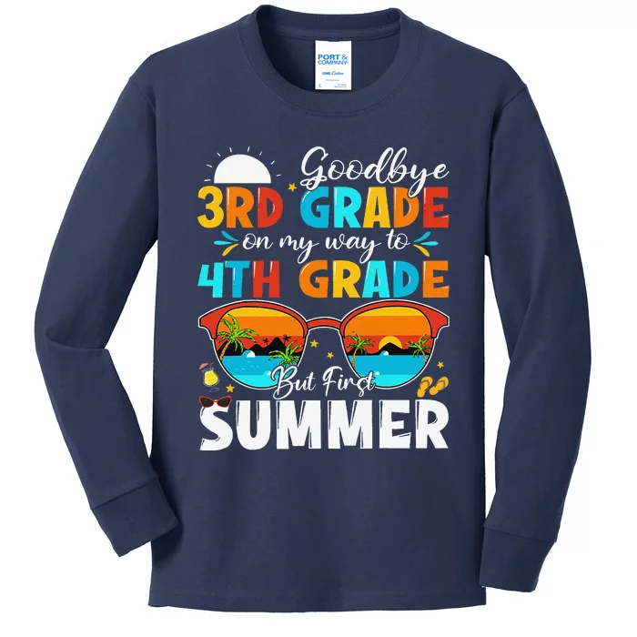 Goodbye 3rd Grade Graduation To 4th Grade Hello Summer Kids Long Sleeve Shirt