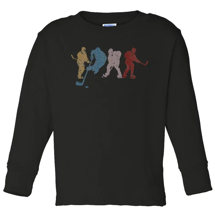 Graphic 365 Hockey Vintage Retro Sport Gift Toddler Long Sleeve Shirt