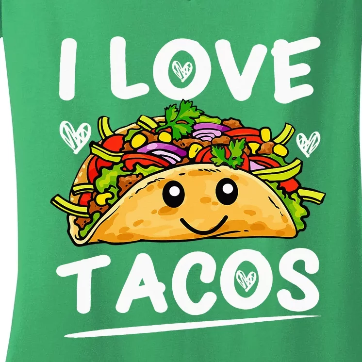 Graphic 365 I Love Tacos Tee Cinco De Mayo Taco Women's V-Neck T-Shirt