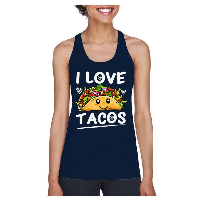 Graphic 365 I Love Tacos Cinco De Mayo Taco Women's Racerback Tank