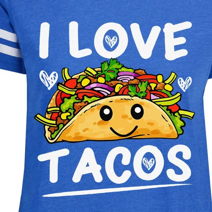 Graphic 365 I Love Tacos Cinco De Mayo Taco Enza Ladies Jersey Football T-Shirt