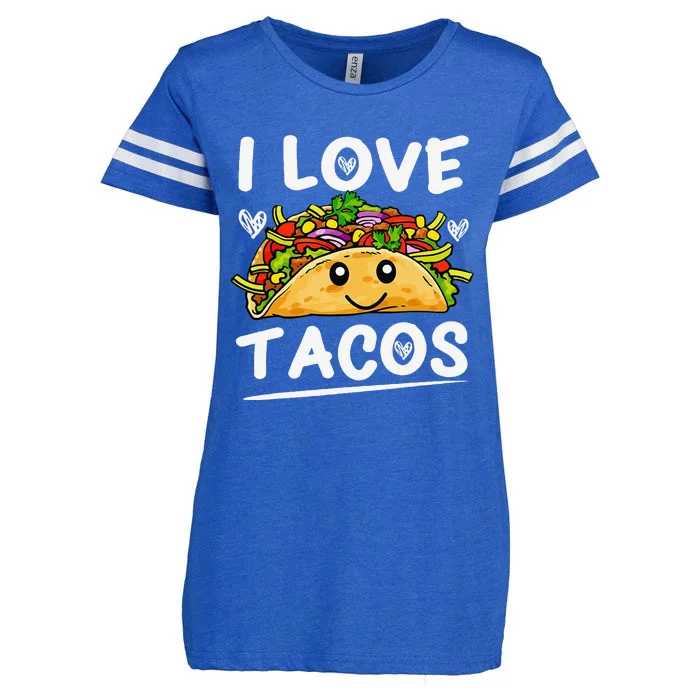 Graphic 365 I Love Tacos Cinco De Mayo Taco Enza Ladies Jersey Football T-Shirt