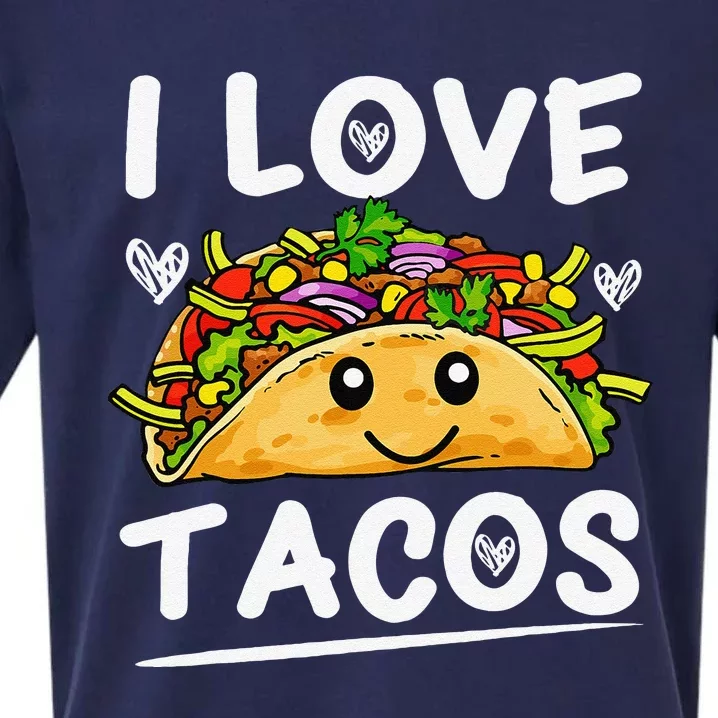 Graphic 365 I Love Tacos Cinco De Mayo Taco Sueded Cloud Jersey T-Shirt