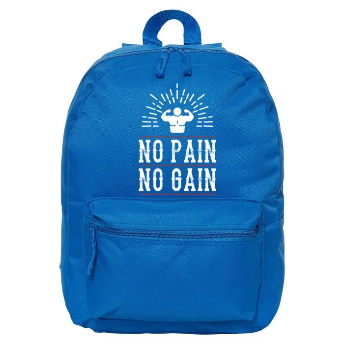 Graphic 365 No Pain No Gain Gym Workout Fitness Funny Humor Cute Gift 16 in Basic Backpack