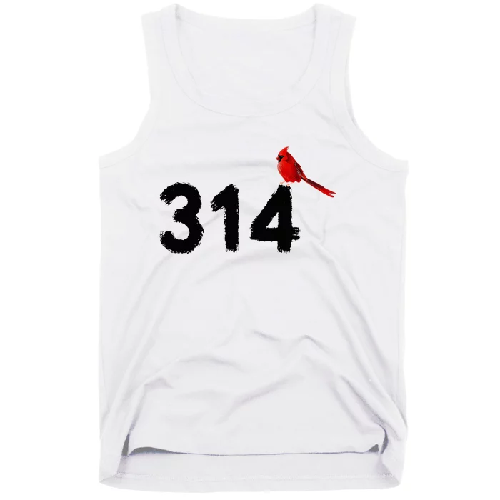 Ggt 314 Saint Louis Mo Red Bird Cardinal Stl Area Code Tank Top