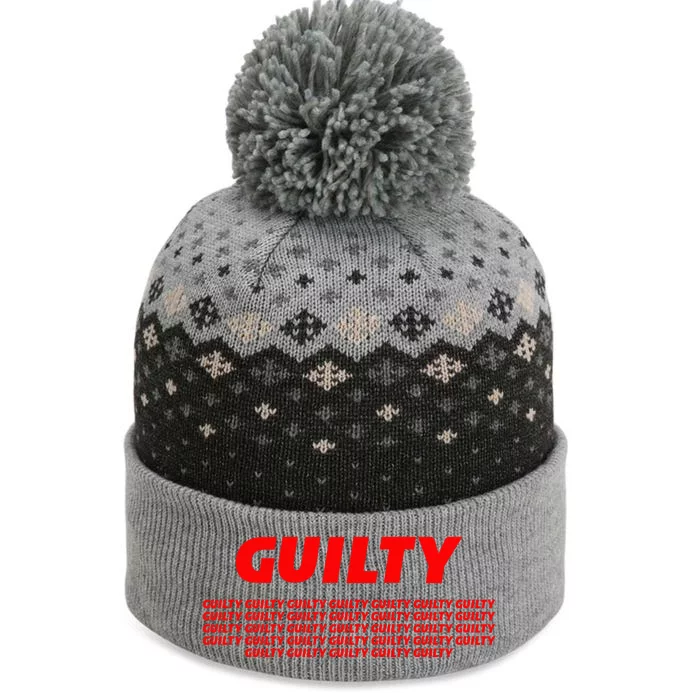 Guilty 34 Times With Red Letters The Baniff Cuffed Pom Beanie