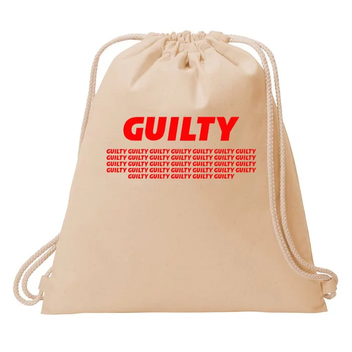 Guilty 34 Times With Red Letters Drawstring Bag