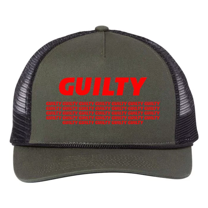 Guilty 34 Times With Red Letters Retro Rope Trucker Hat Cap