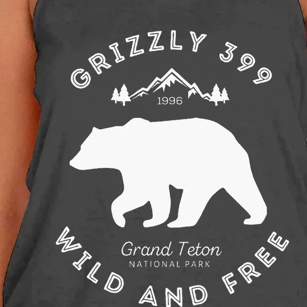 Grizzly 399 Wild & Free Grand Teton National Park Women's Knotted Racerback Tank