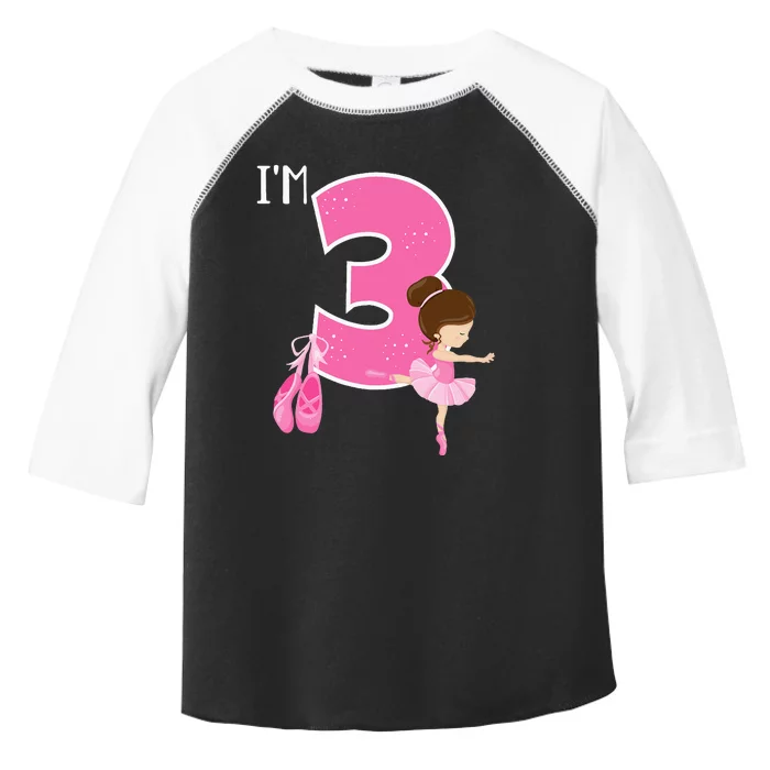 Girl 3 Year Old Ballerina 3rd Birthday Party Ballet Dancer Toddler Fine Jersey T-Shirt