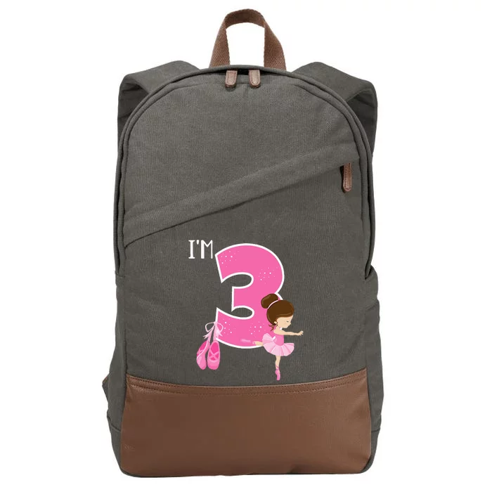 Girl 3 Year Old Ballerina 3rd Birthday Party Ballet Dancer Cotton Canvas Backpack