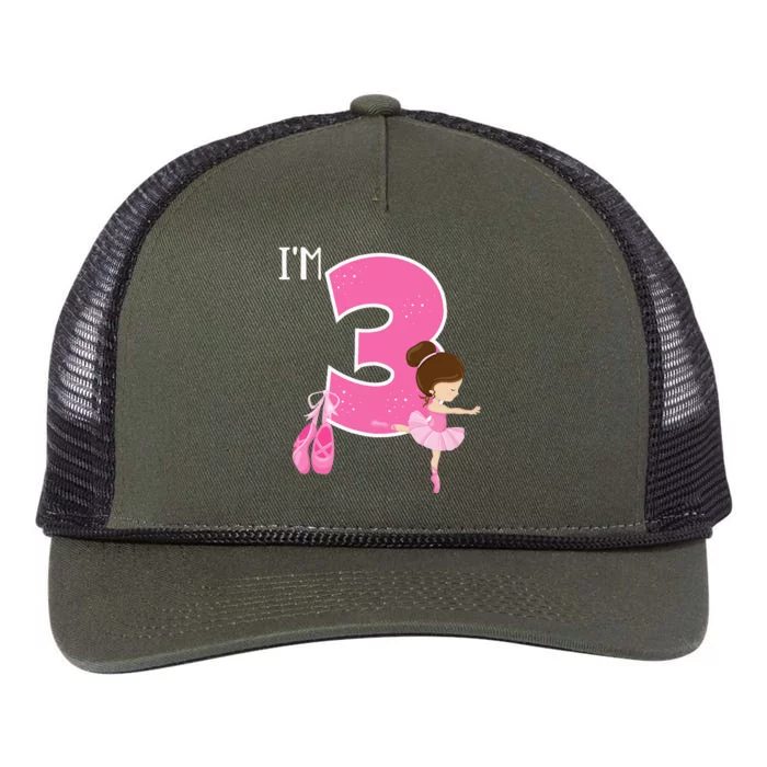 Girl 3 Year Old Ballerina 3rd Birthday Party Ballet Dancer Retro Rope Trucker Hat Cap