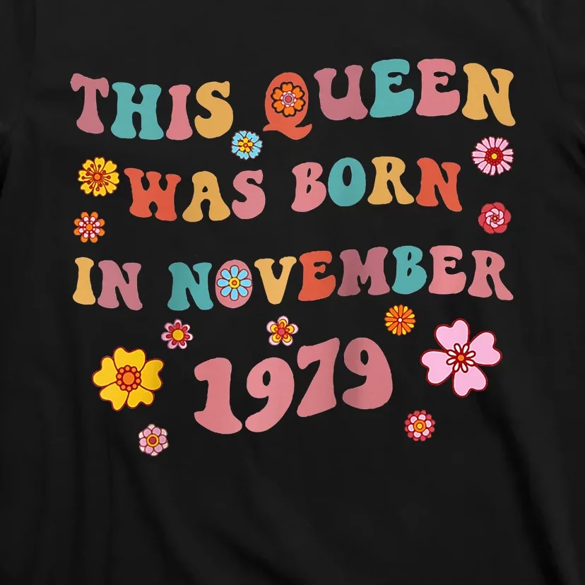 Groovy 44th Birthday This Queen Was Born In November 1979 Raglan Baseball T-Shirt