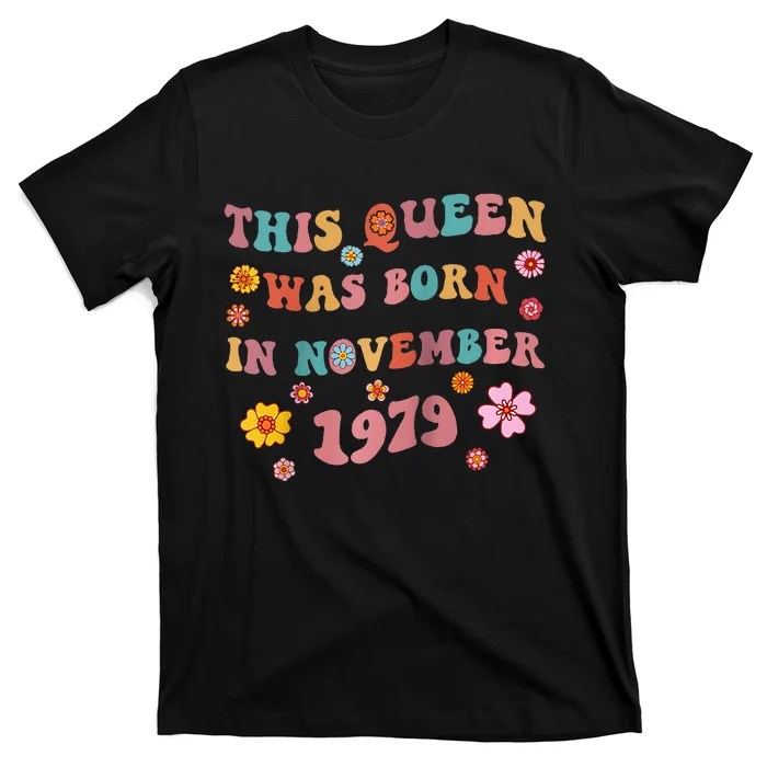 Groovy 44th Birthday This Queen Was Born In November 1979 Raglan Baseball T-Shirt