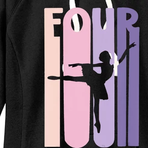 Girl 4th Birthday Gift Ballet Dancer 4 Years Old Ballerina Girl Women's Fleece Hoodie