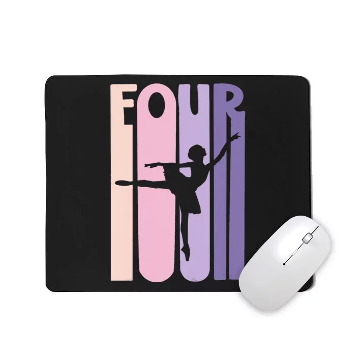 Girl 4th Birthday Gift Ballet Dancer 4 Years Old Ballerina Girl Mousepad