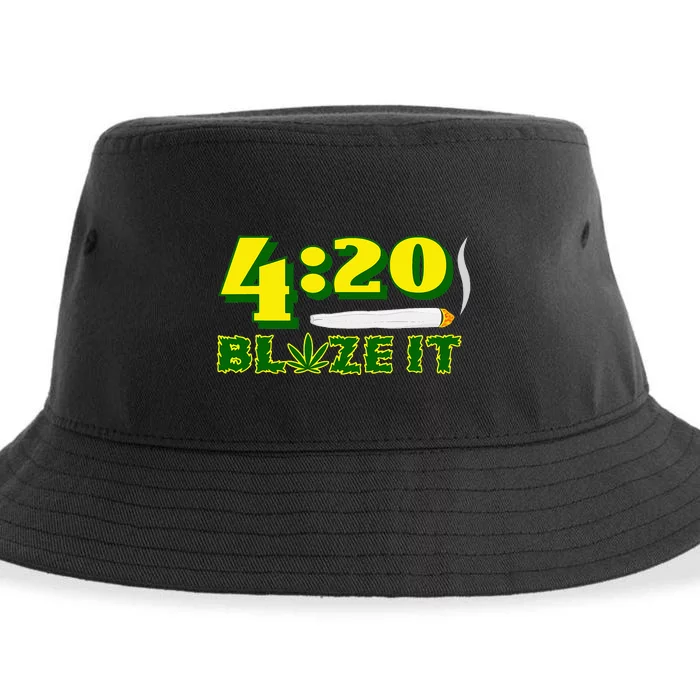 Green 420 Day Blaze It Funny Weed Smoker Marijuana Leaf Sustainable Bucket Hat