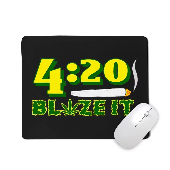 Green 420 Day Blaze It Funny Weed Smoker Marijuana Leaf Mousepad