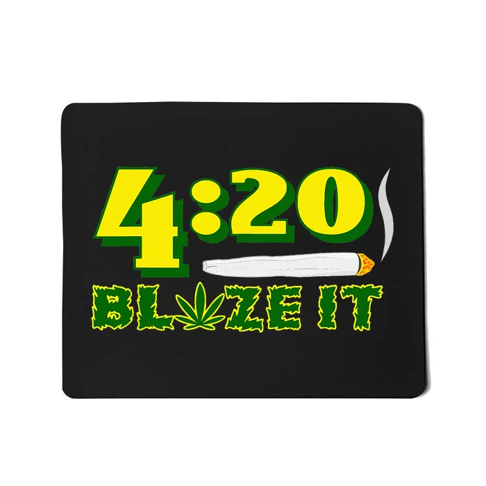 Green 420 Day Blaze It Funny Weed Smoker Marijuana Leaf Mousepad