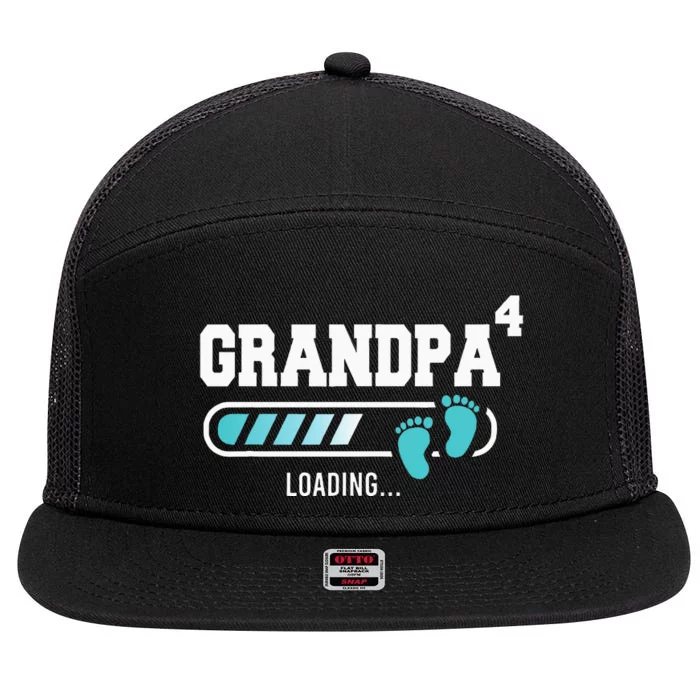 Grandpa 4 Fourth Time Grandpa Funny Grandpa Of Four 7 Panel Mesh Trucker Snapback Hat