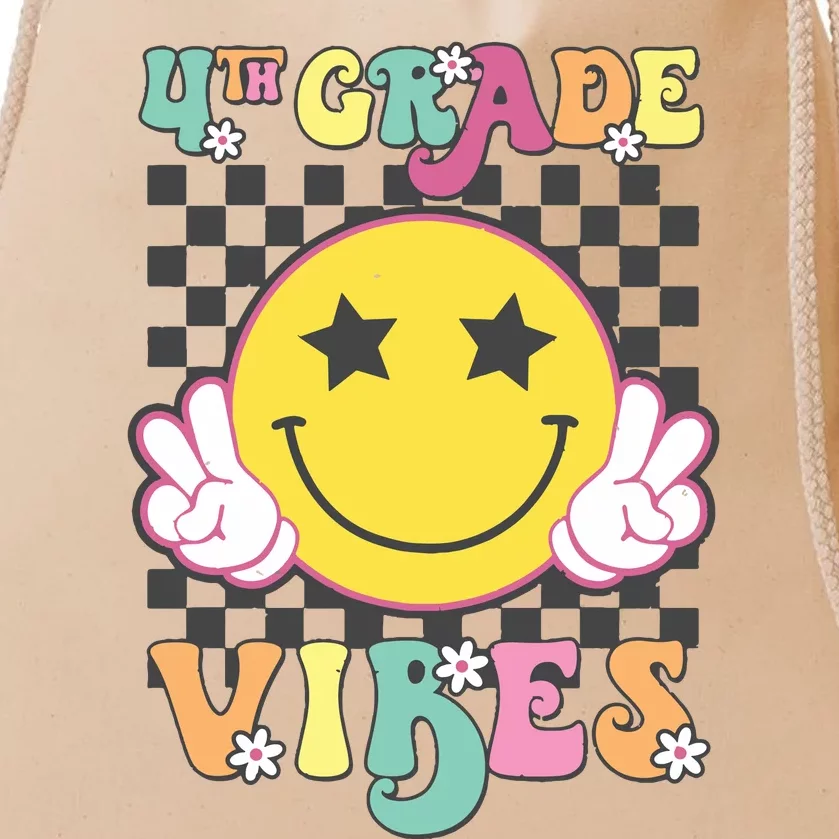 Girl 4th Grade Vibes Smile Face Back To School Fourth Grade Drawstring Bag